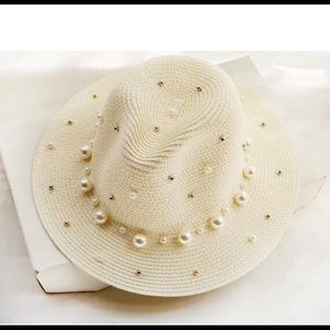 2022 Fedora Hat with Pearl Decoration | Summer Panama | Beach Sun Hat | Ivory